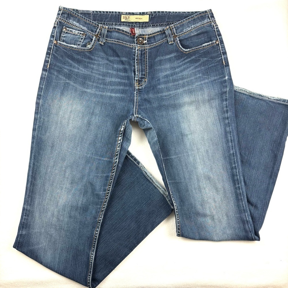 BKE Wendi Lowrise Super Whisker Faded Denim Bootcut Flare Western Jean (36/35.5)